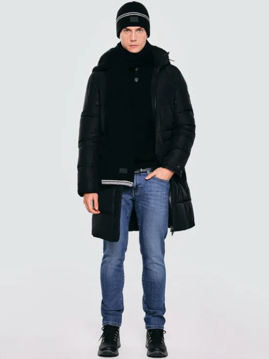 BIG STAR Płaszcz zimowy MIKRONOS Czarny Basic Fit