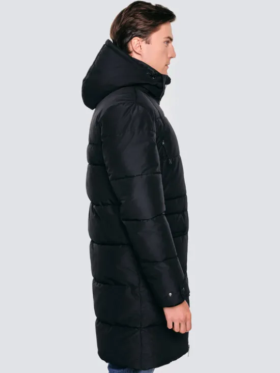 BIG STAR Płaszcz zimowy MIKRONOS Czarny Basic Fit