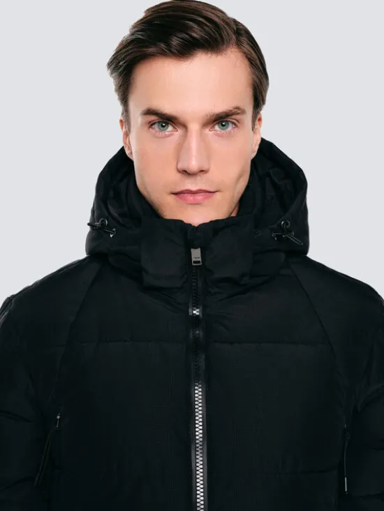 BIG STAR Płaszcz zimowy MIKRONOS Czarny Basic Fit