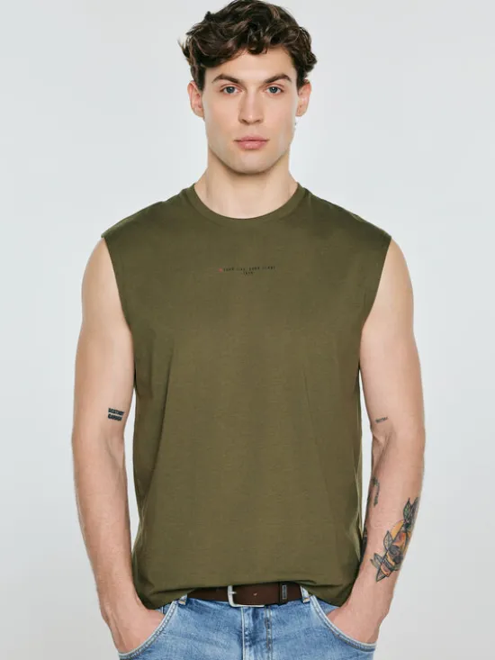 BIG STAR Tank top IRRER Zielony Comfort Fit