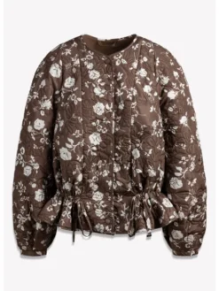BIZUU Kurtka przejściowa LUCISSE FLORAL JACKET Brązowy Standard Fit