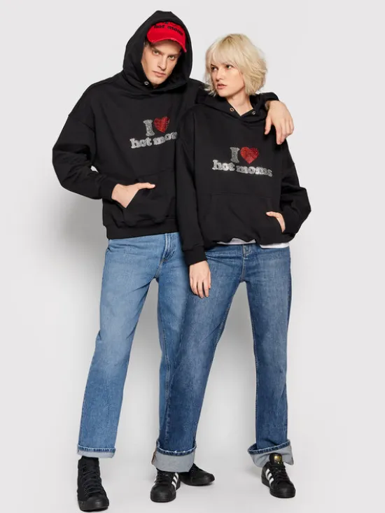 2005 Bluza Unisex Hot Moms Czarny Relaxed Fit