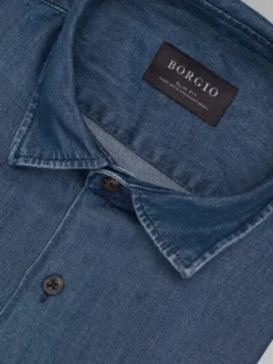 Borgio Koszula jeansowa denice_00604 Niebieski Slim Fit