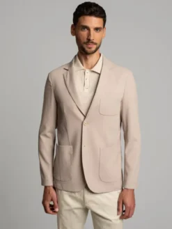 Borgio Marynarka genoni Beżowy Slim Fit