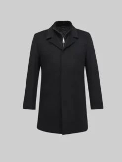 Borgio Płaszcz wełniany serre_01_c Czarny Slim Fit