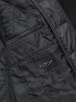 Borgio Płaszcz wełniany sferro Czarny Slim Fit