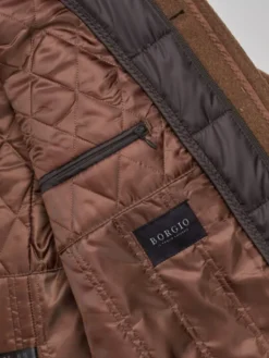 Borgio Płaszcz wełniany sferro Brązowy Slim Fit