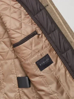 Borgio Płaszcz wełniany sferro Beżowy Slim Fit