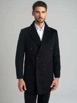 Borgio Płaszcz wełniany sortino_c Czarny Slim Fit