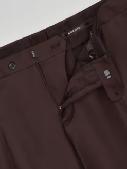 Borgio Spodnie garniturowe brione Bordowy Slim Fit