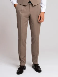 Borgio Spodnie garniturowe lido_khaki Khaki Slim Fit