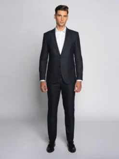 Borgio Spodnie garniturowe naro Granatowy Slim Fit