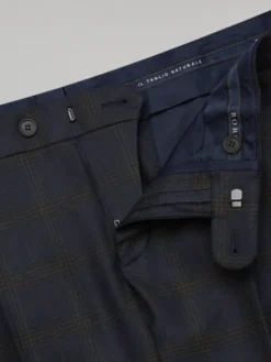 Borgio Spodnie garniturowe naro Granatowy Slim Fit