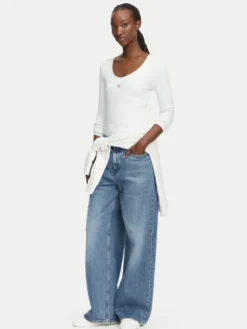 Calvin Klein Jeans Bluzka LV047D218G Biały Slim Fit
