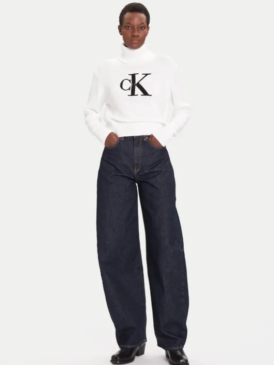Calvin Klein Jeans Golf Chenille LV047D354G Biały Relaxed Fit