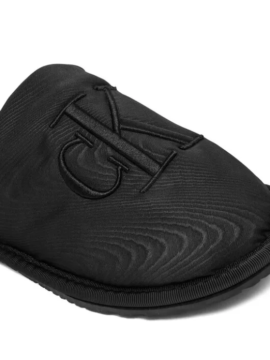 Calvin Klein Jeans Kapcie Slipper Satin Moire YW0YW02053 Czarny