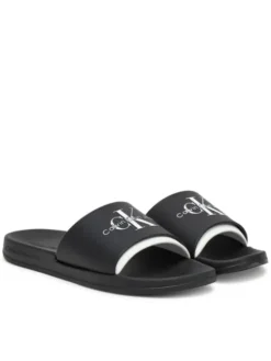 Calvin Klein Jeans Klapki Slide Rubber Neoprene Monologo YM0YM00361 Czarny