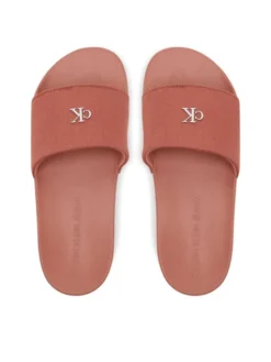 Calvin Klein Jeans Klapki Slide Monogram Hardware YW0YW01713 Koralowy
