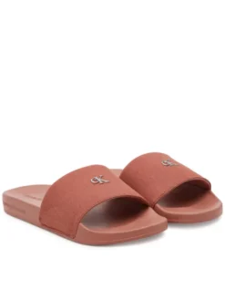 Calvin Klein Jeans Klapki Slide Monogram Hardware YW0YW01713 Koralowy