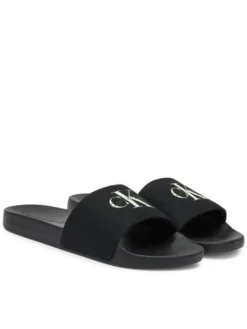Calvin Klein Jeans Klapki Slide Monologo Cv YM0YM01367 Czarny