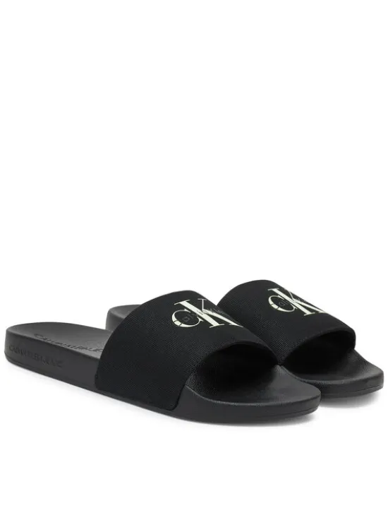 Calvin Klein Jeans Klapki Slide Monologo Cv YM0YM01367 Czarny