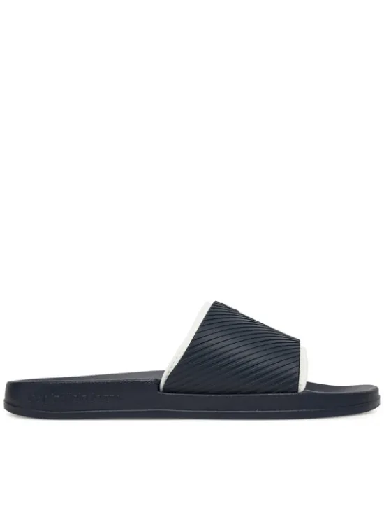 Calvin Klein Jeans Klapki Slide Rubber Neoprene Text YM0YM01234 Granatowy