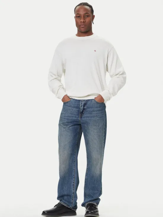 Calvin Klein Jeans Sweter LV04RC309G Écru Regular Fit