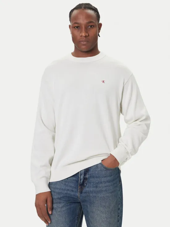 Calvin Klein Jeans Sweter LV04RC309G Écru Regular Fit