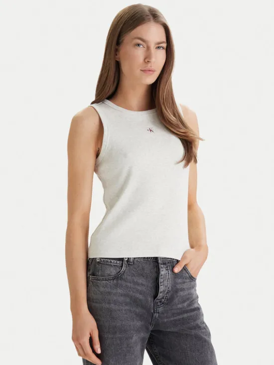 Calvin Klein Jeans Top LV047C201G Beżowy Slim Fit