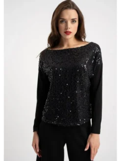 CLICK Bluzka 10-6967 Czarny Regular Fit