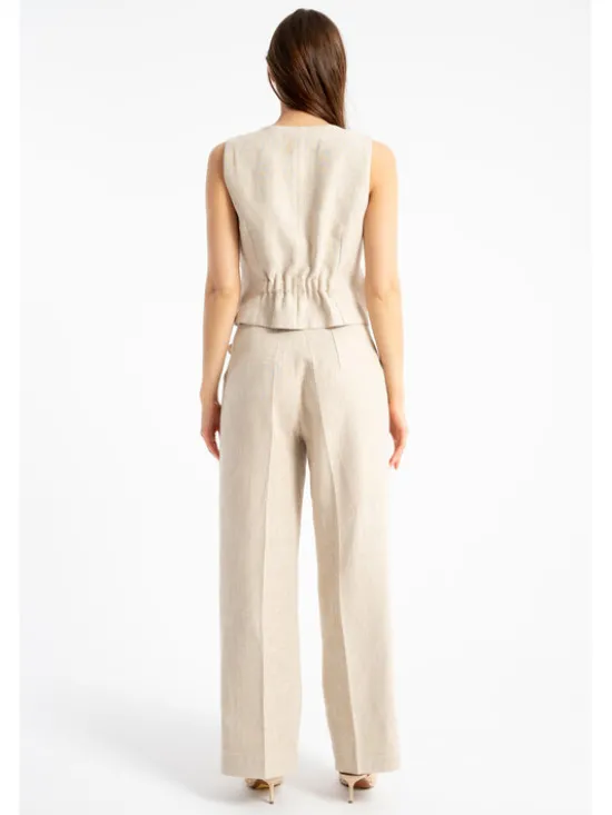 CLICK Kamizelka 71-0097 Beżowy Fitted Fit