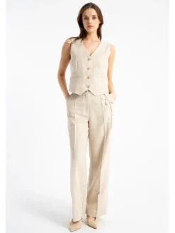 CLICK Kamizelka 71-0097 Beżowy Fitted Fit