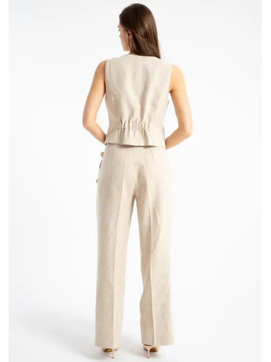 CLICK Kamizelka 71-0097 Beżowy Fitted Fit