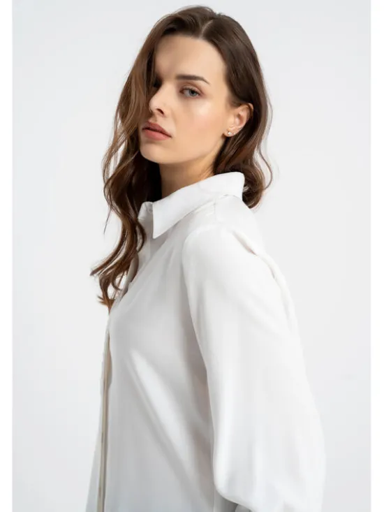 CLICK Koszula 10-6699 Biały Loose Fit