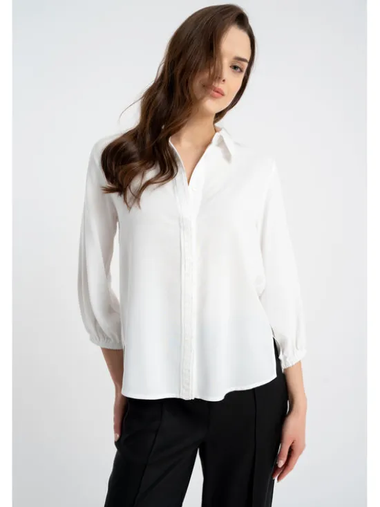 CLICK Koszula 10-6699 Biały Loose Fit