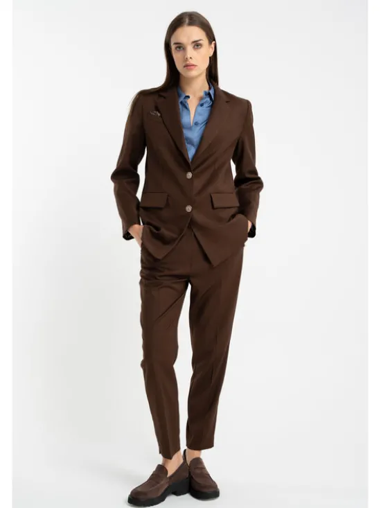 CLICK Marynarka 71-0036 Brązowy Feminine Fit