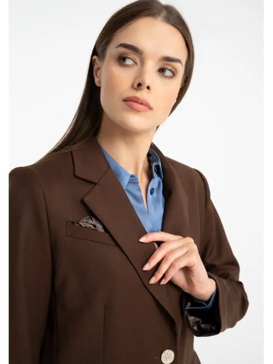 CLICK Marynarka 71-0036 Brązowy Feminine Fit