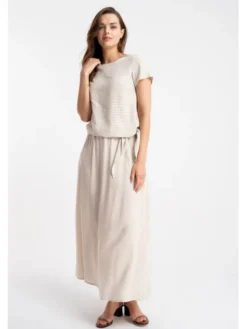CLICK Spódnica maxi 50-749 Beżowy jasny Relaxed Fit