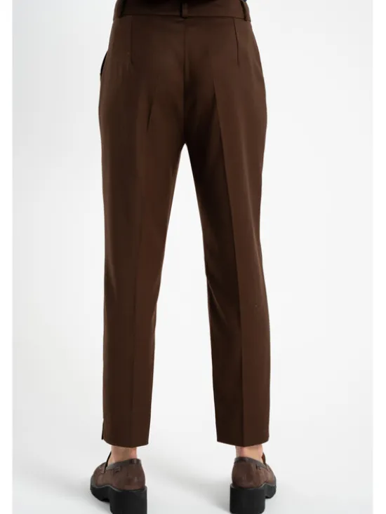CLICK Spodnie materiałowe 30-442 Brązowy Slim Fit