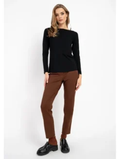 CLICK Spodnie materiałowe 30-456 Brązowy Anatomic Fit