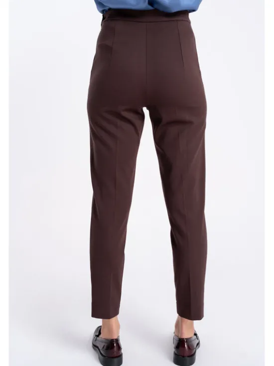 CLICK Spodnie materiałowe 30-455 Brązowy Regular Fit