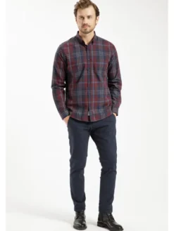Cross Jeans Chinosy E 120-046 Granatowy Tapered Leg