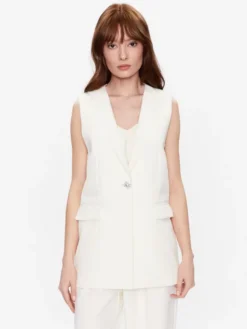 Custommade Kamizelka Elena 999425848 Écru Regular Fit