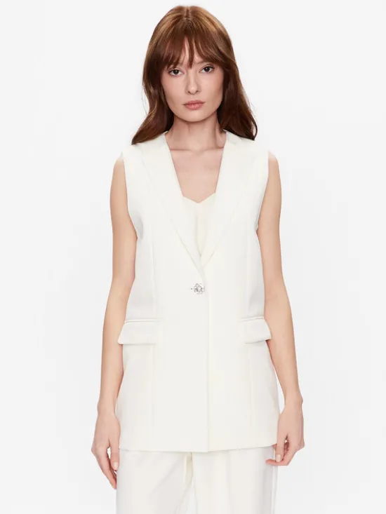 Custommade Kamizelka Elena 999425848 Écru Regular Fit