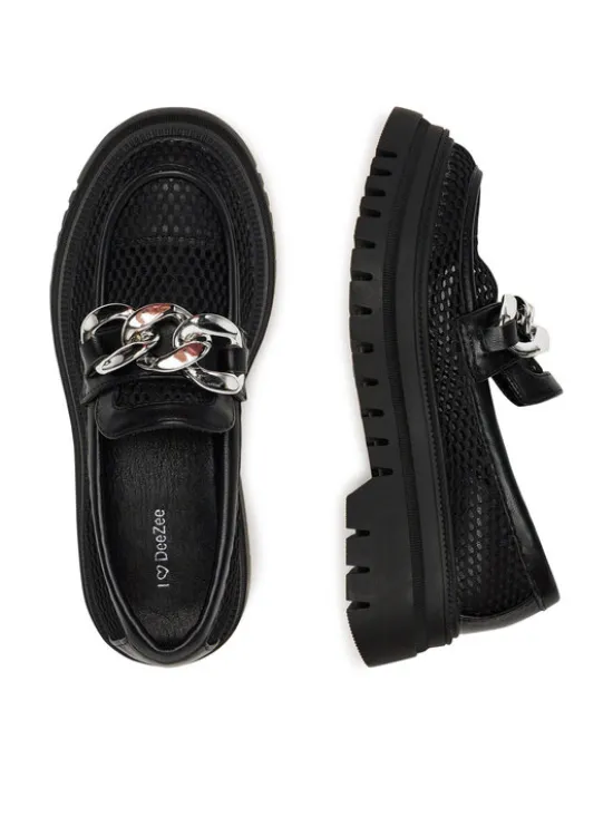 DeeZee Loafersy 60062D-2 Czarny