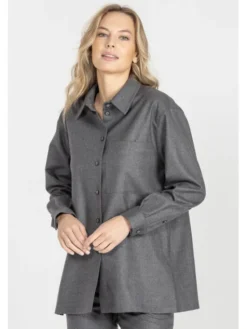 Deni Cler Milano Koszula W-DC-1455-E5-I6-88-1 Szary Loose Fit