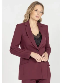 Deni Cler Milano Marynarka W-DC-6065-E5-F7-39-1 Bordowy Regular Fit