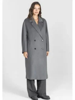 Deni Cler Milano Płaszcz T-DC-8055-E5-85-88-1 Szary Loose Fit