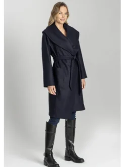Deni Cler Milano Płaszcz W-DC-8070-E5-F6-58-1 Granatowy Regular Fit