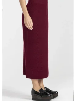 Deni Cler Milano Spódnica midi T-DC-750D-E5-90-39-1 Bordowy Regular Fit